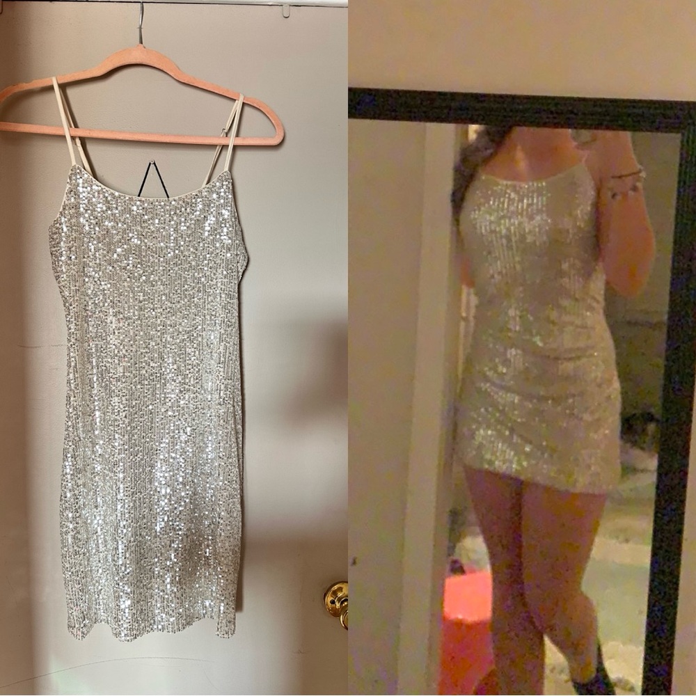 Windsor Sparkling Silver Mini Dress